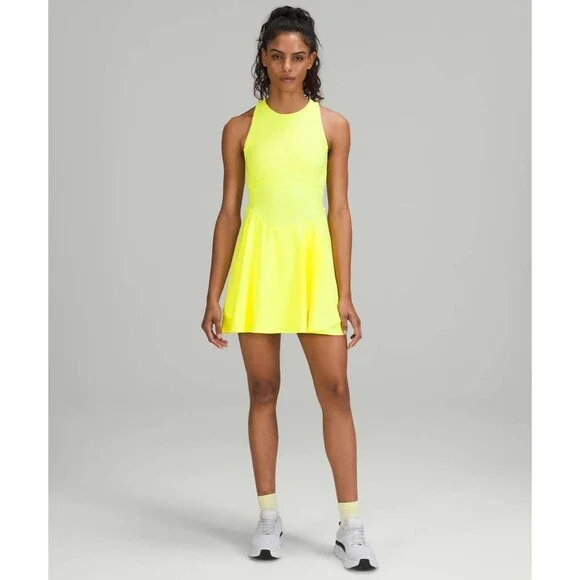 Lululemon Court Crush Dress Electric Lemon Yellow Tennis Pickleball Size 8 - Picture 16 of 16